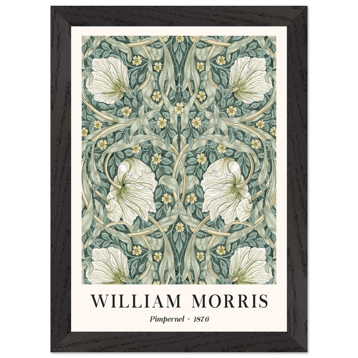 Artfulprints Poster met Lijst William Morris - Pimpernel 1876  - A4 21x29.7 cm - Groen