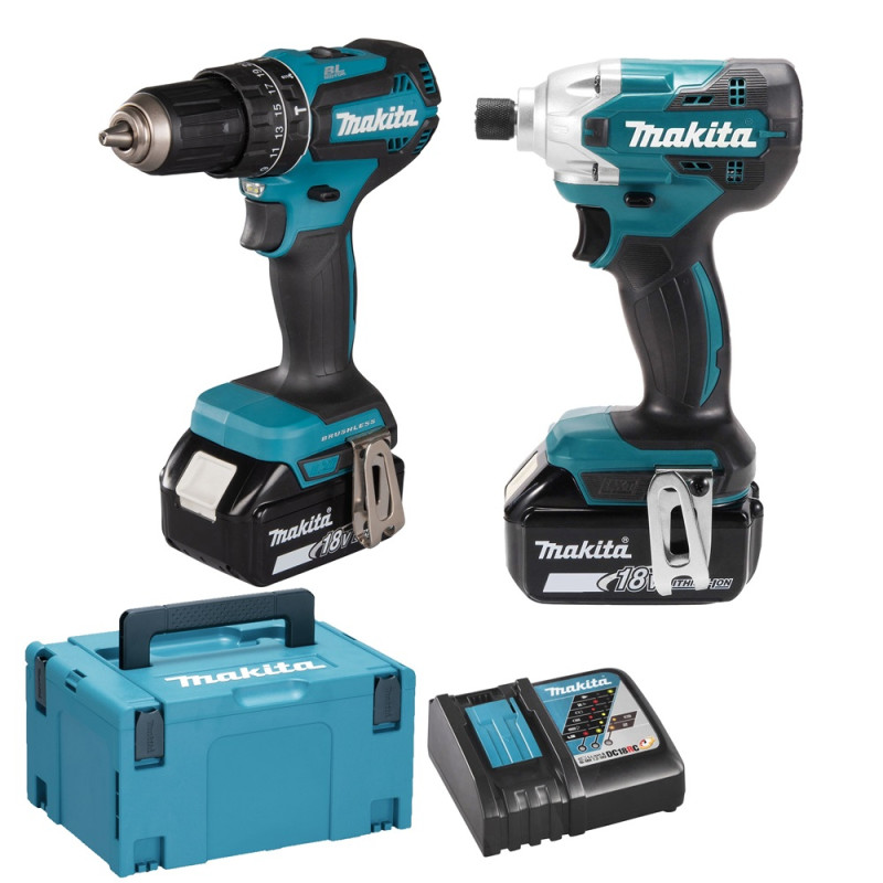 Pack perceuse visseuse à percussion et visseuse à choc DLX2394J 2 x 3 Ah 18 V MAKITA