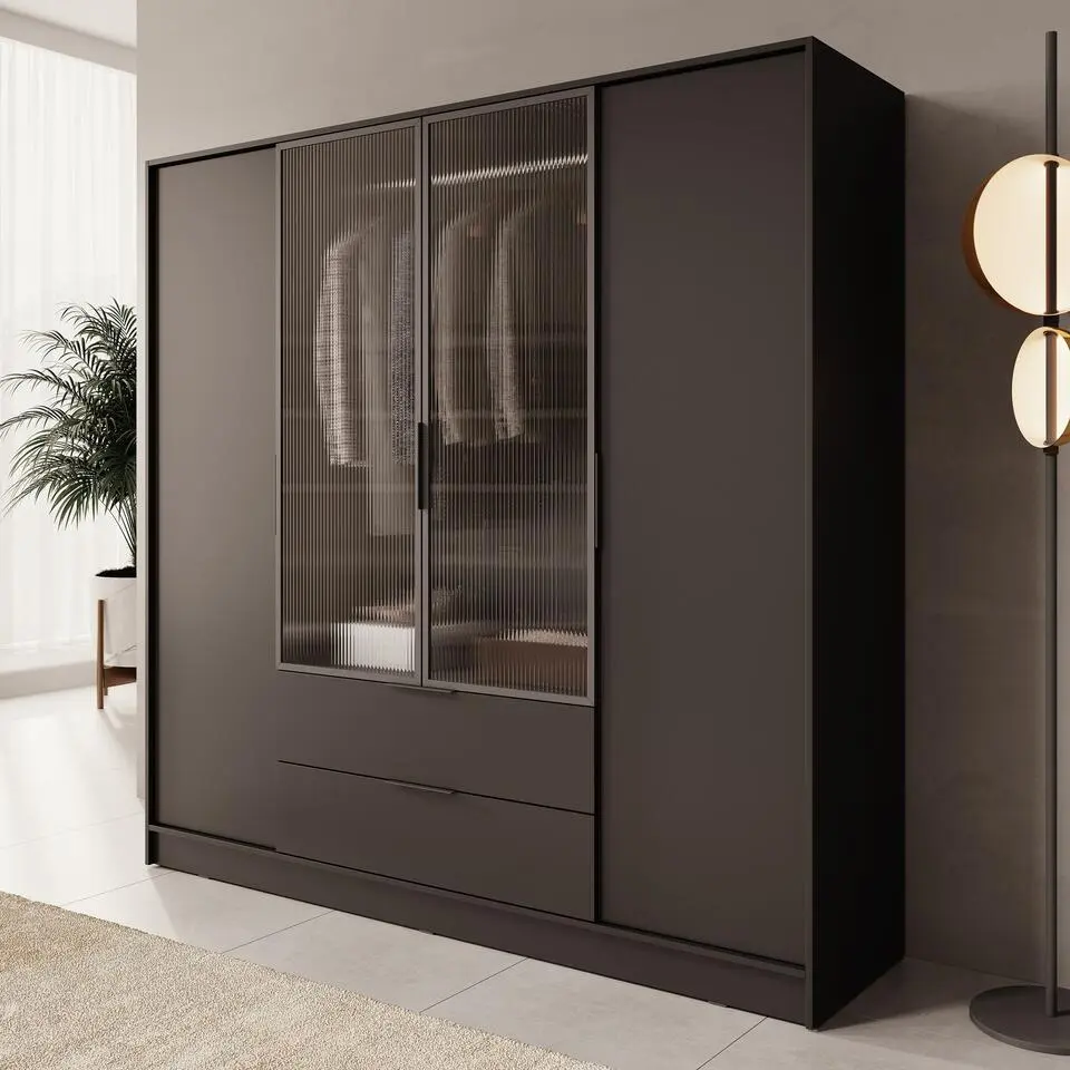 Meubella - Kledingkast Knox - Zwart - 206 cm