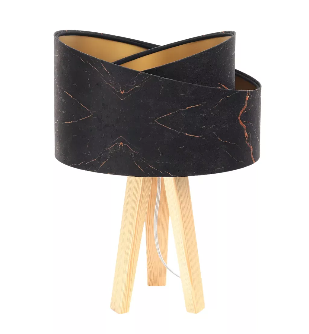 Lampa stołowa BLACK MARBLE czarna/złota/sosna