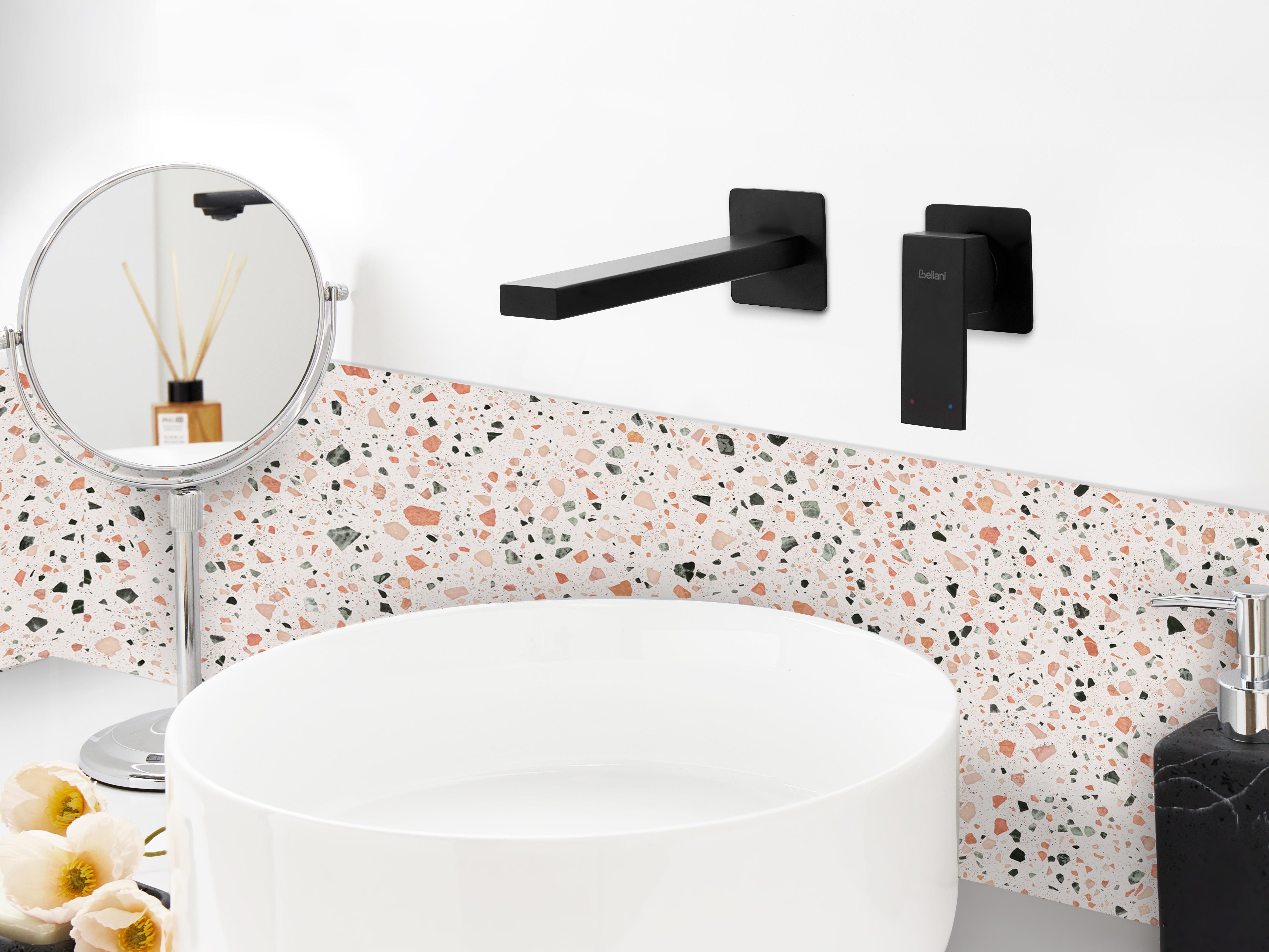 Wall Mounted Basin Mixer Tap ANTOFAGASTA Brass Black