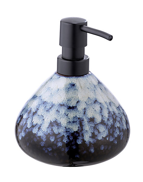 Distributeur de savon en céramique, bleu, Wenko Rosali