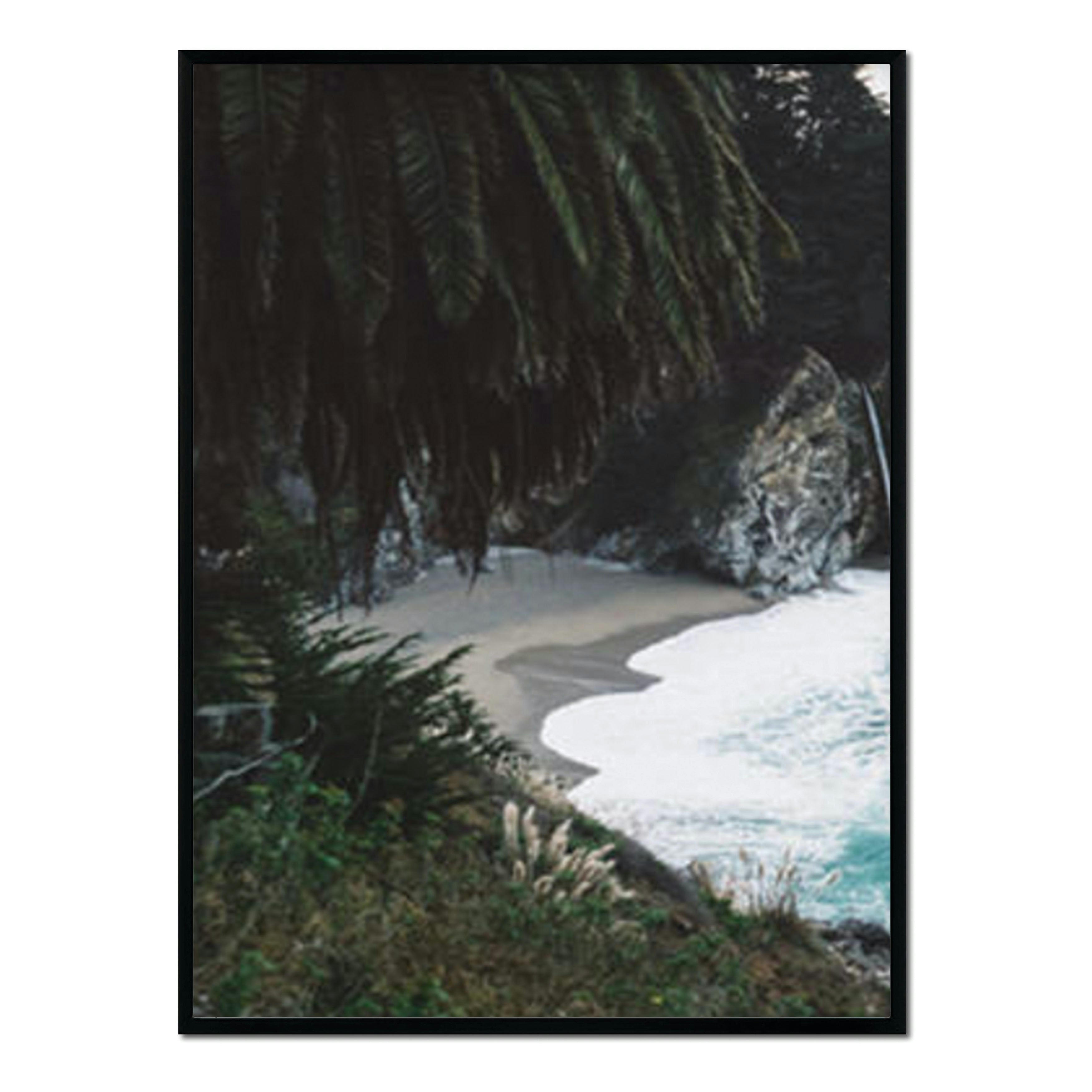 MAR - Affiche avec cadre noir - Plage vierge - 30x40