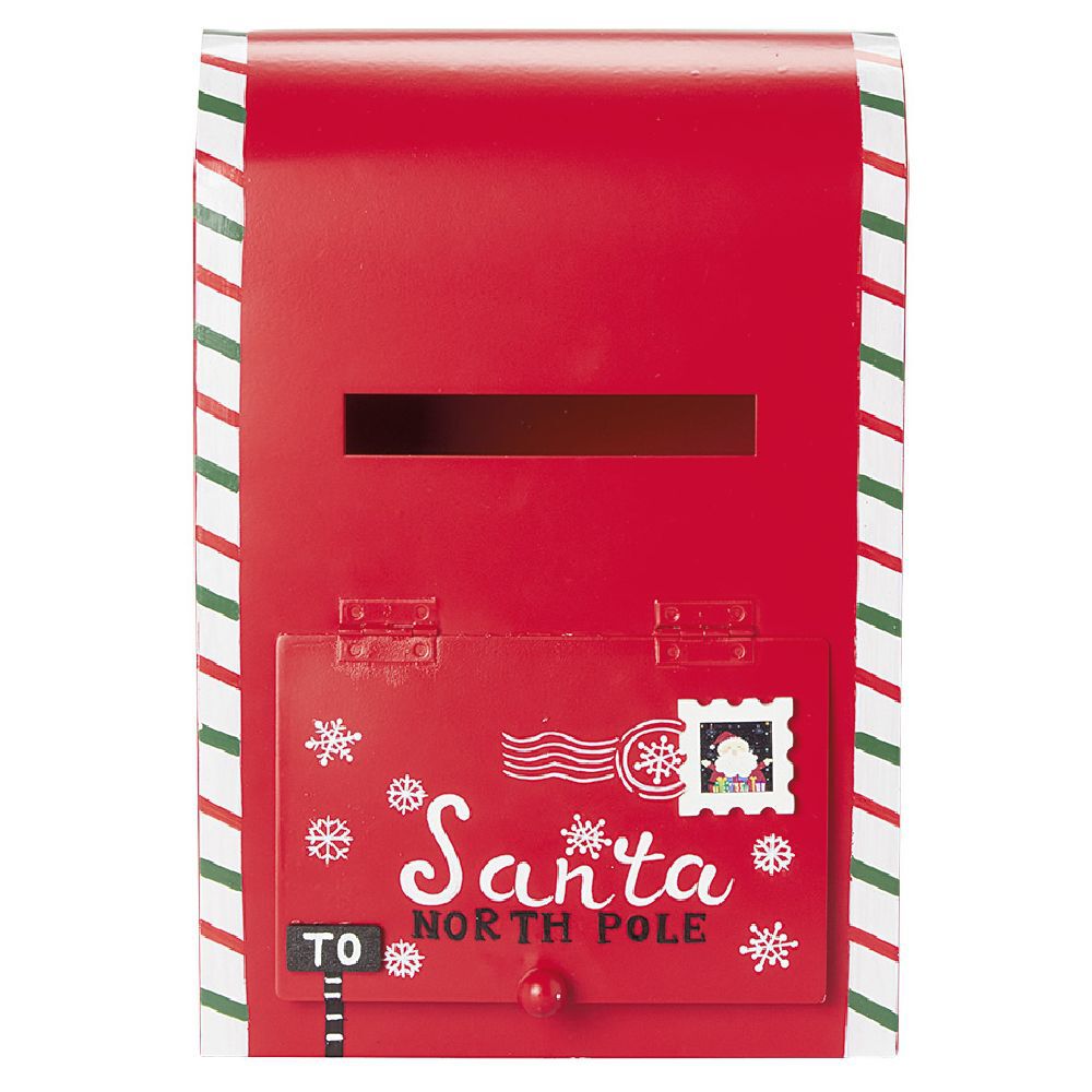 BoÎte aux lettres de No&euml;l en métal rouge