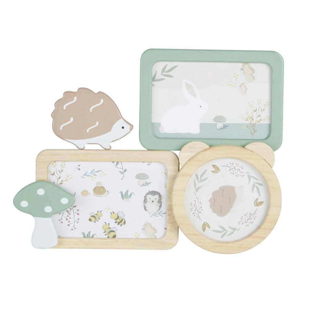 OULANKA - Cadre multivues animaux 3 photos vert et beige 32x24