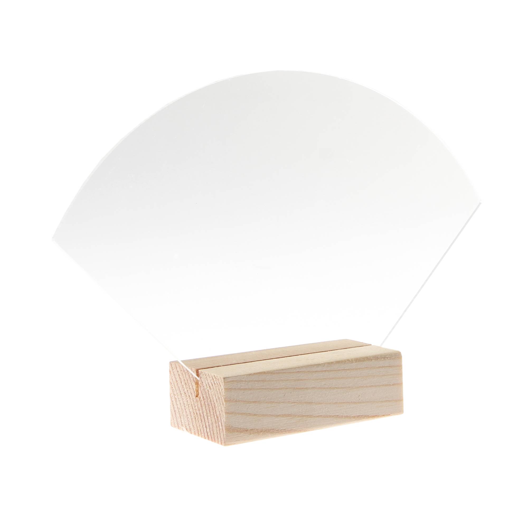 Clear Fan Acrylic Table Sign 19cm