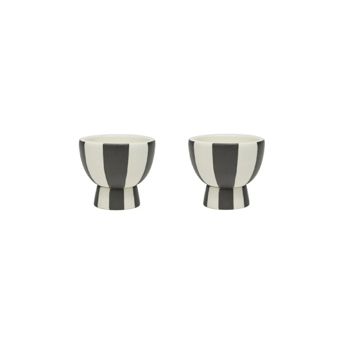 OYOY - Toppu Eierbecher, weiß / schwarz (2er-Set)