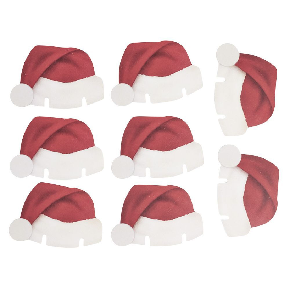 Décoration de No&euml;l bonnet pour verre x8