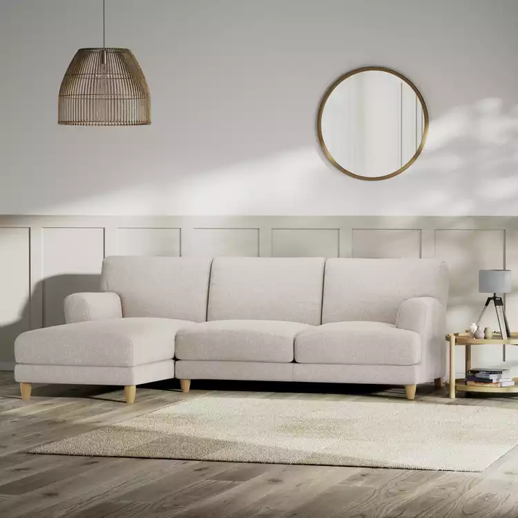 Habitat Askem Fabric Left Hand Corner Sofa - Natural-Ash Leg