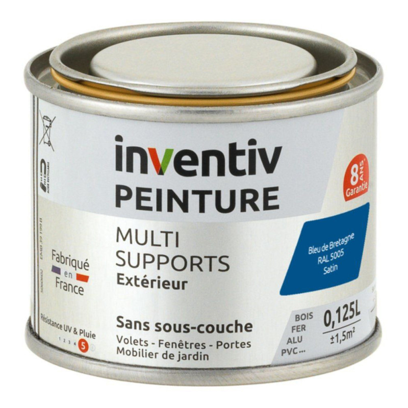 Peinture multi-supports bleu Bretagne satiné 0,125 L INVENTIV