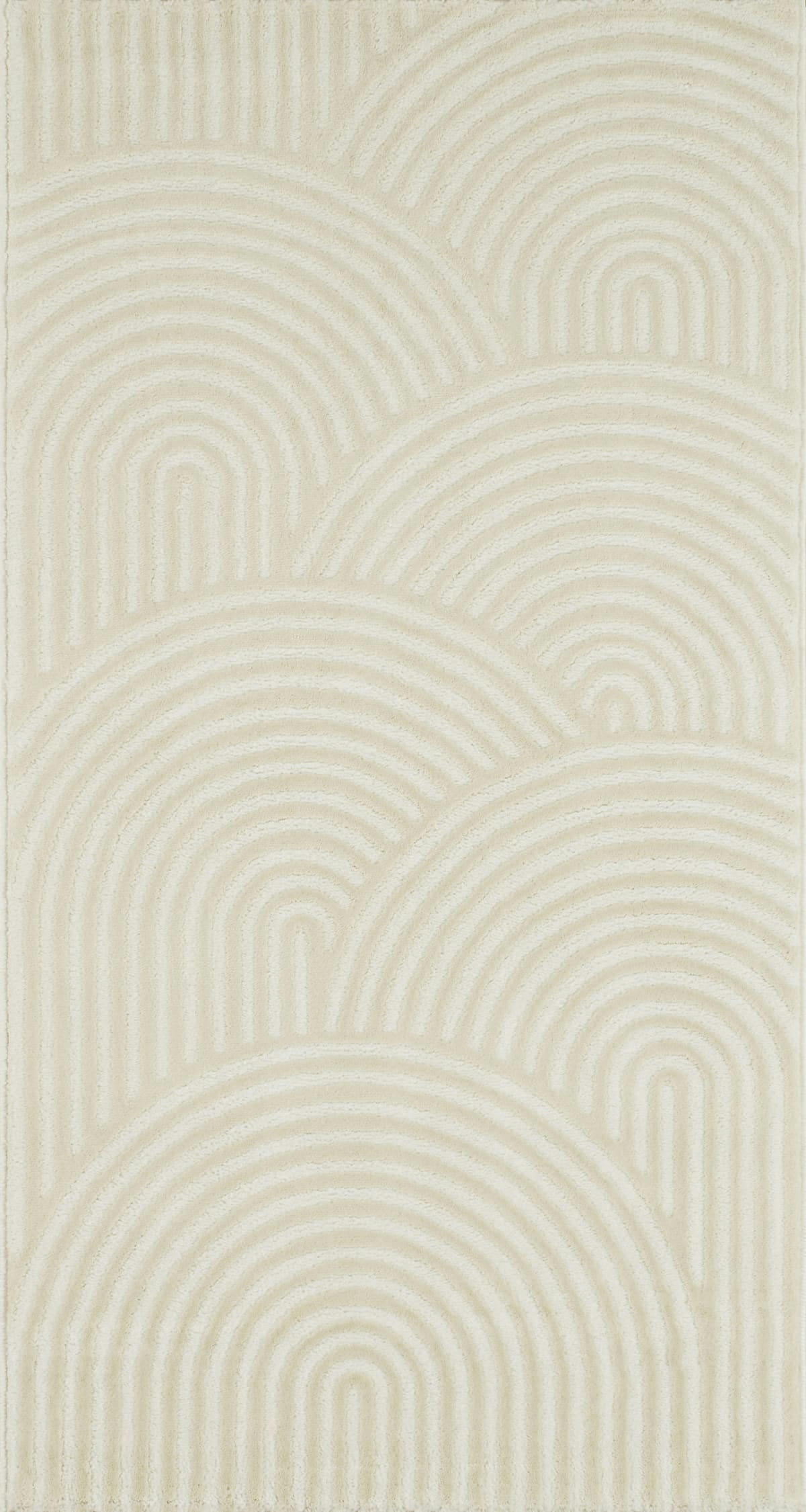 BIANCA - Tapis motif arc en relief creme - 80x150