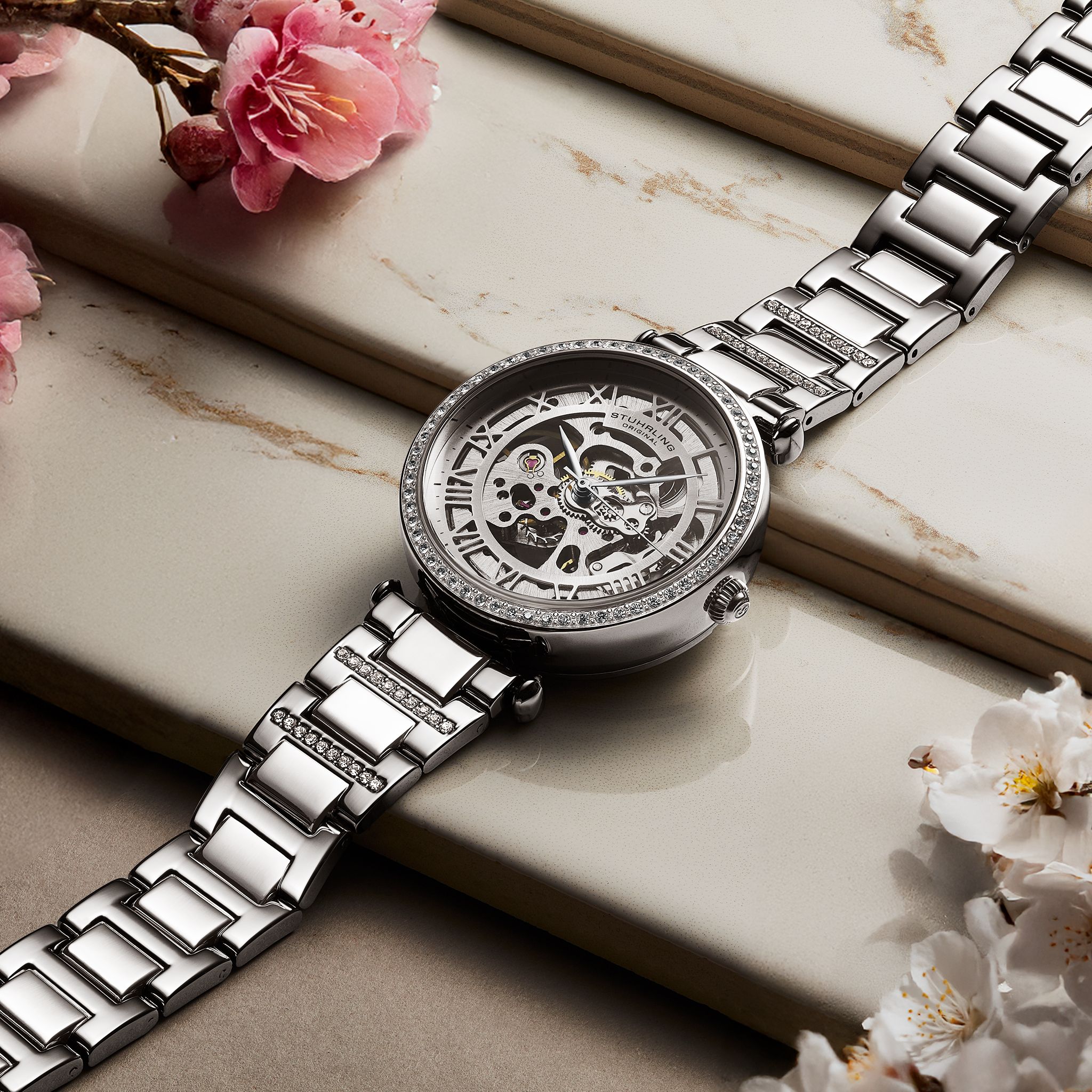 STÜHRLING Original Luxe Legacy 4023 Automatic Watch 38mm Case Skelton Movement