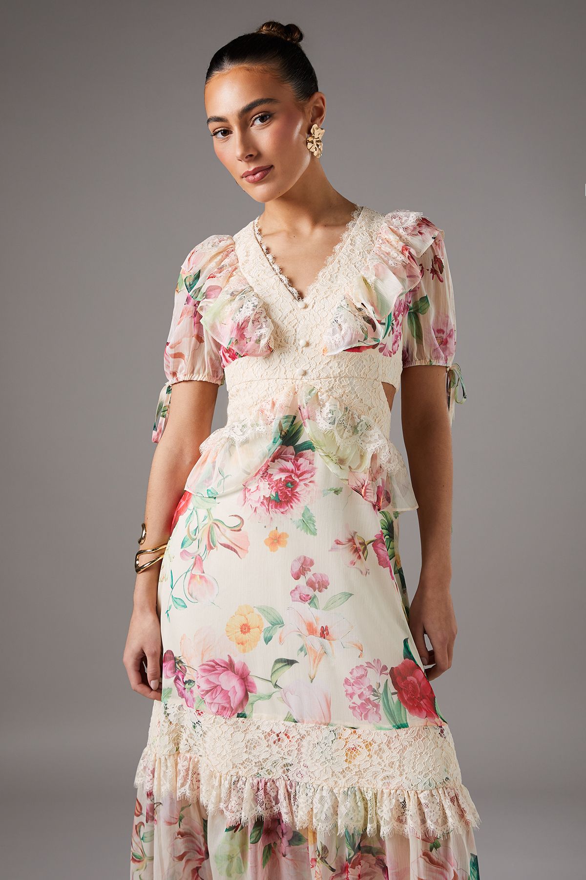 Coast Cut Out Lace Trim Midi Dress