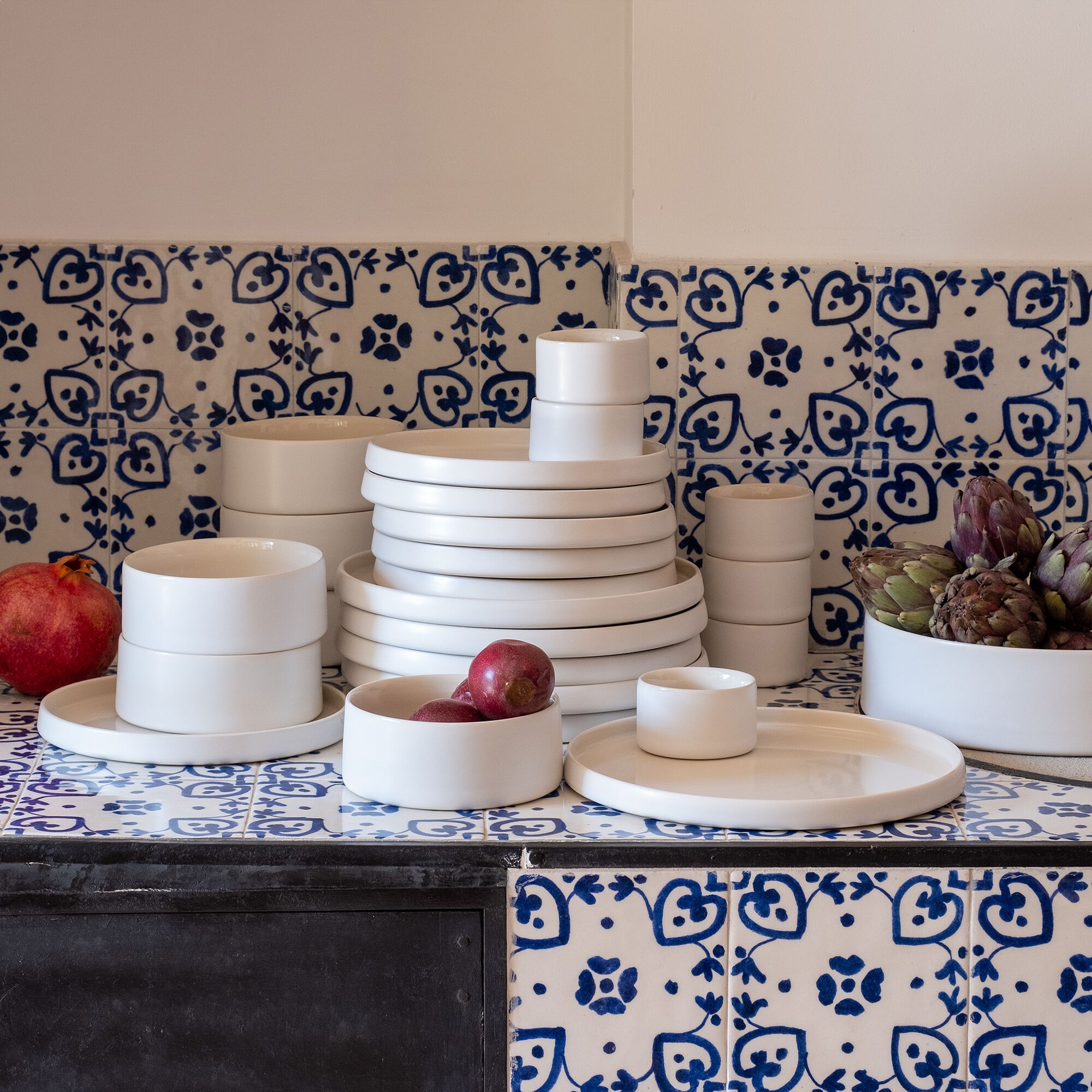 DIOGO - Assiette plate en grès D26cm - blanc