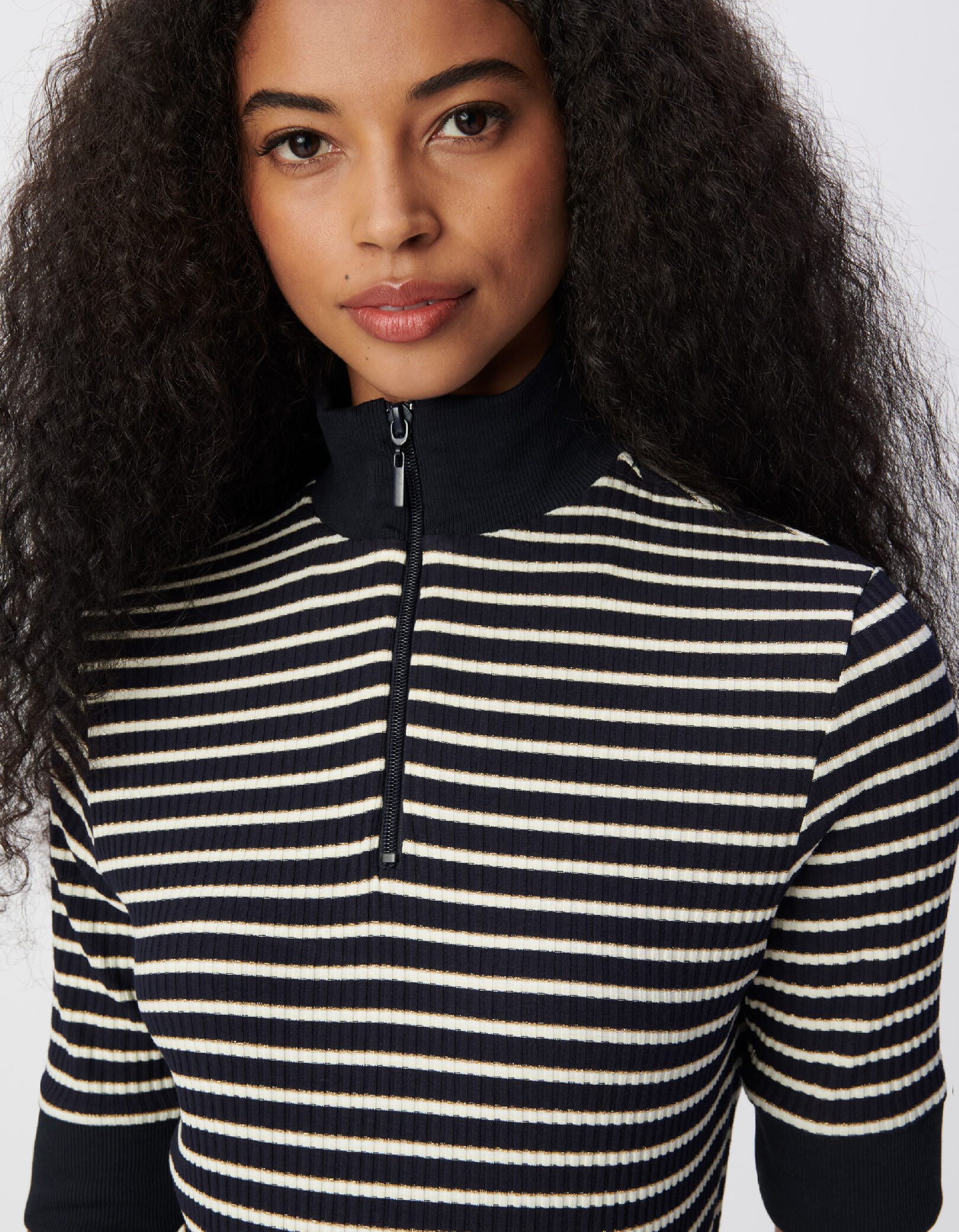 Tee-shirt marinière à col zippé Femme