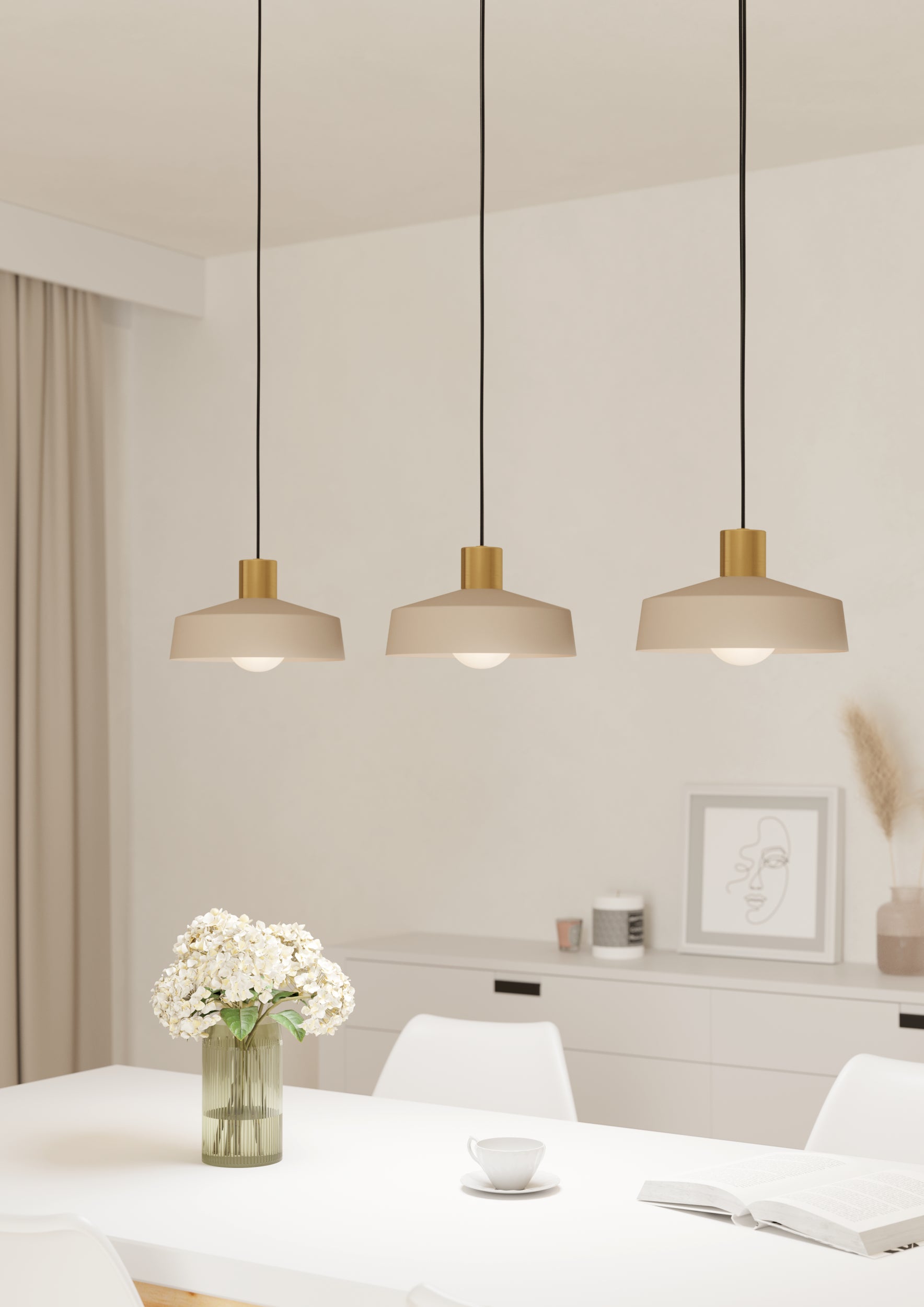 EGLO Valdiola Hanglamp - E27 - 93 cm - Beige Goud - Staal
