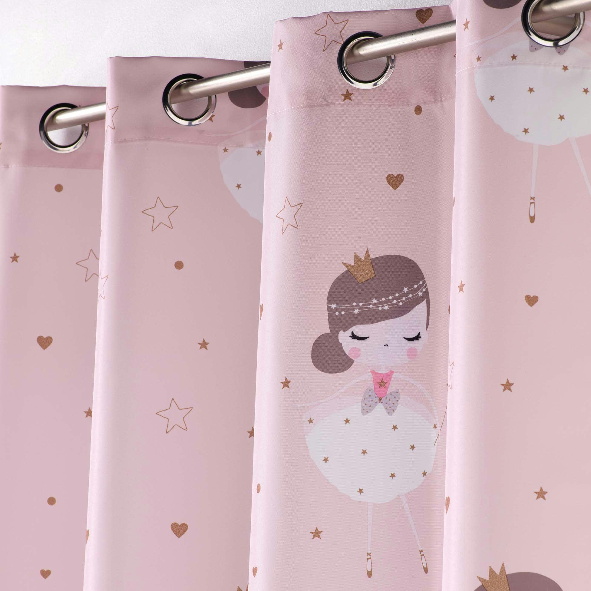 PETIT PRINCESSE - Rideau imprimé polyester rose 260x140cm