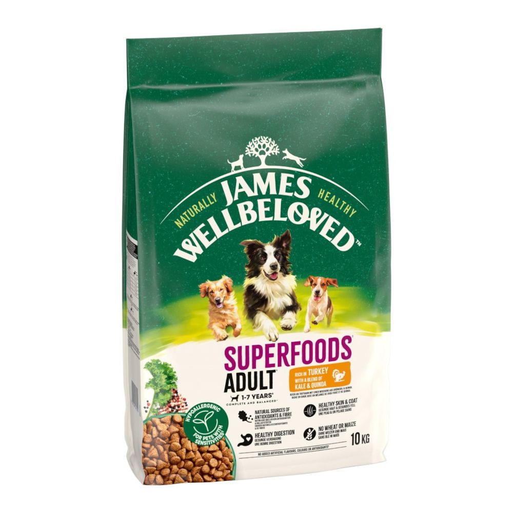 James Wellbeloved Superfoods Grain Free Adult Dog Hypoallergenic Turkey with Kale & Quinoa