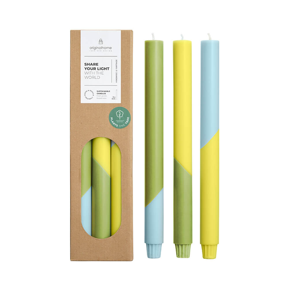 Originalhome dinerkaarsen diagonaal Sunny Day - 30 cm - set van 3