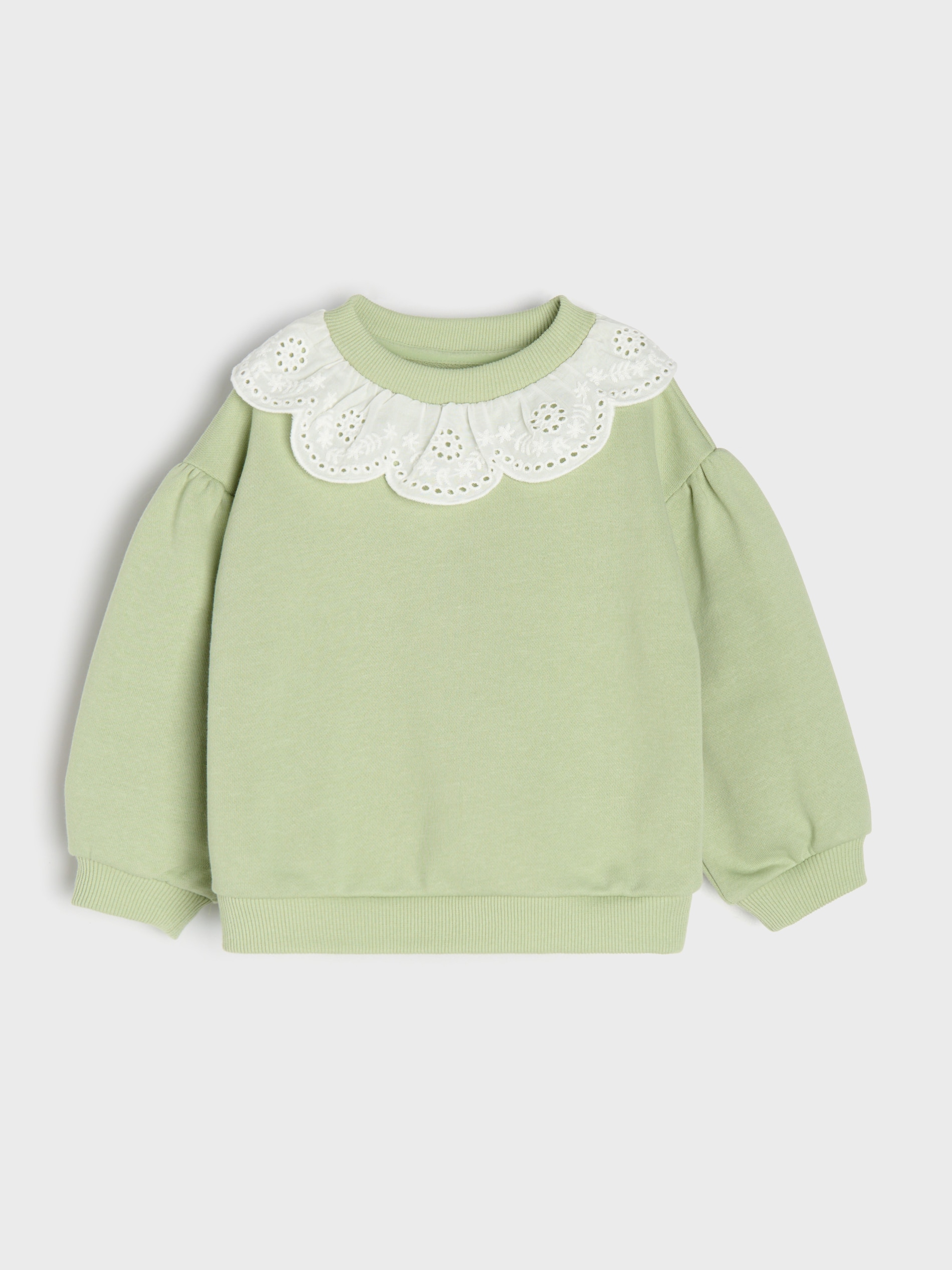 Bluza crewneck z ozdobną koronką