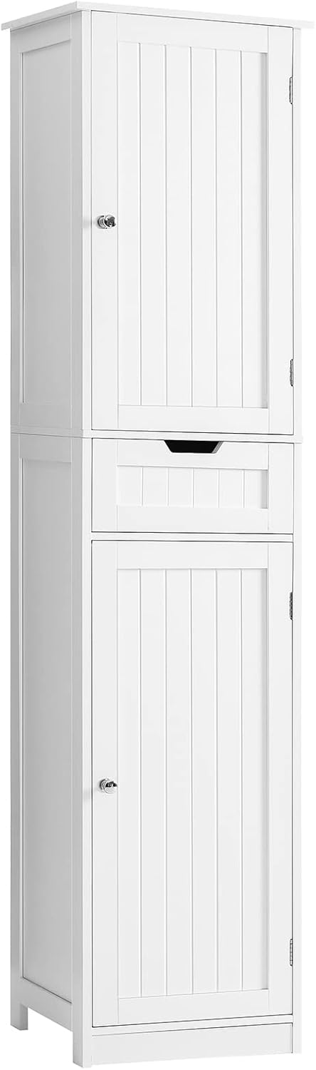 Iwell 67 Tall Bathroom Cabinet, Storage Cabinet with 2 Doors & 1 Drawer, Bathroom Storage Cabinets with Adjustable Shelves, for Living Room, Entryway, Home Office, White