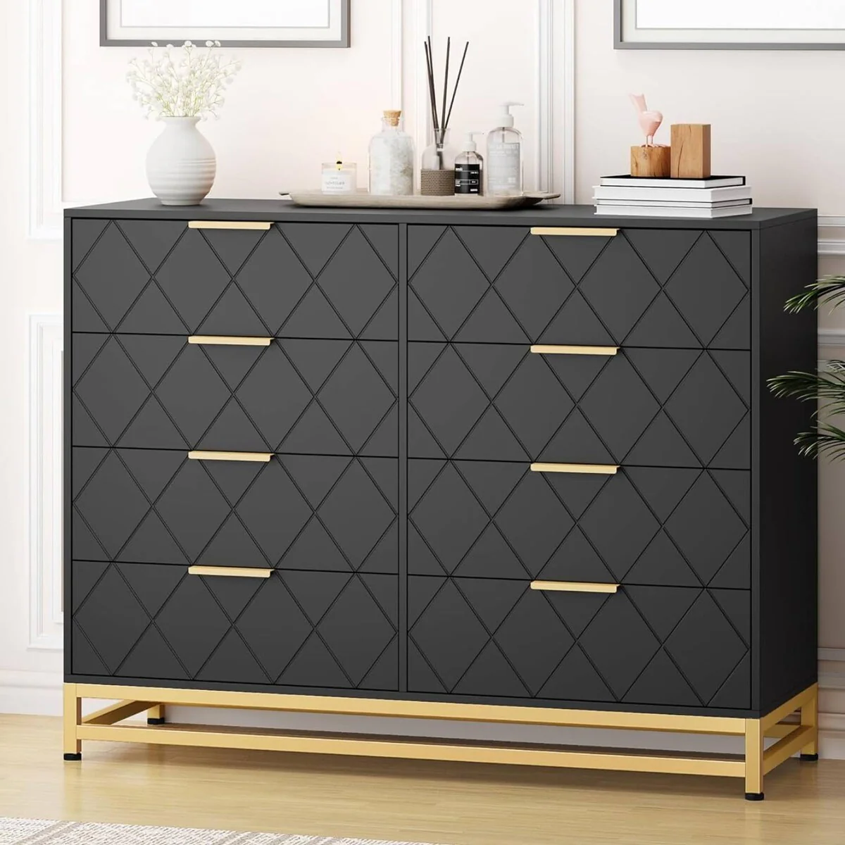 Wide 8 Drawers Storage Dresser for Bedroom