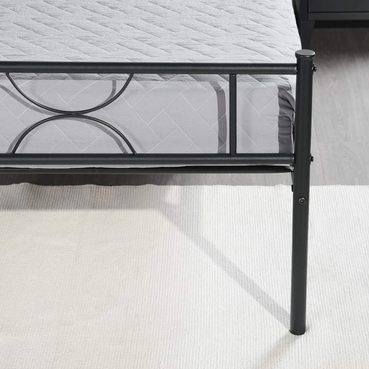 Twin Size Bed Frame Platform Metal with Headboard/Underbed Storage/Steel Slats, Heavy-Duty Mattress Foundation