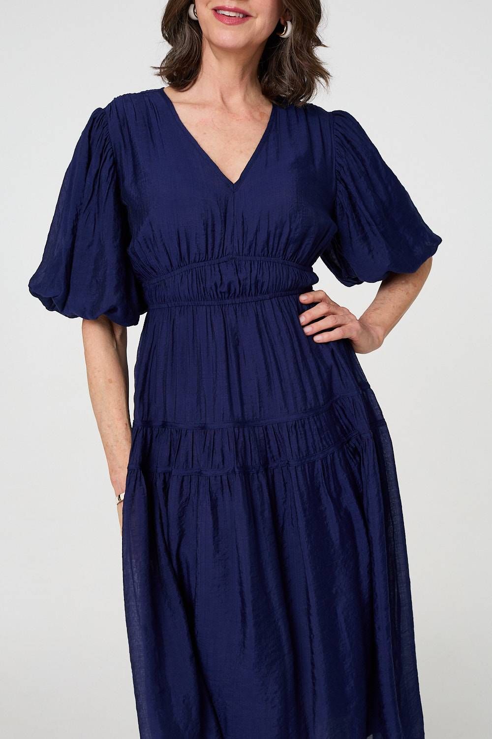 Izabel London Printed 1/2 Sleeve Empire Maxi Dress