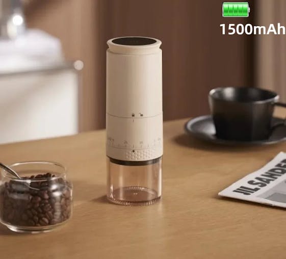 NNEOBA Rechargeable Coffee Grinder 38 Level Adjustable Conical Burr White