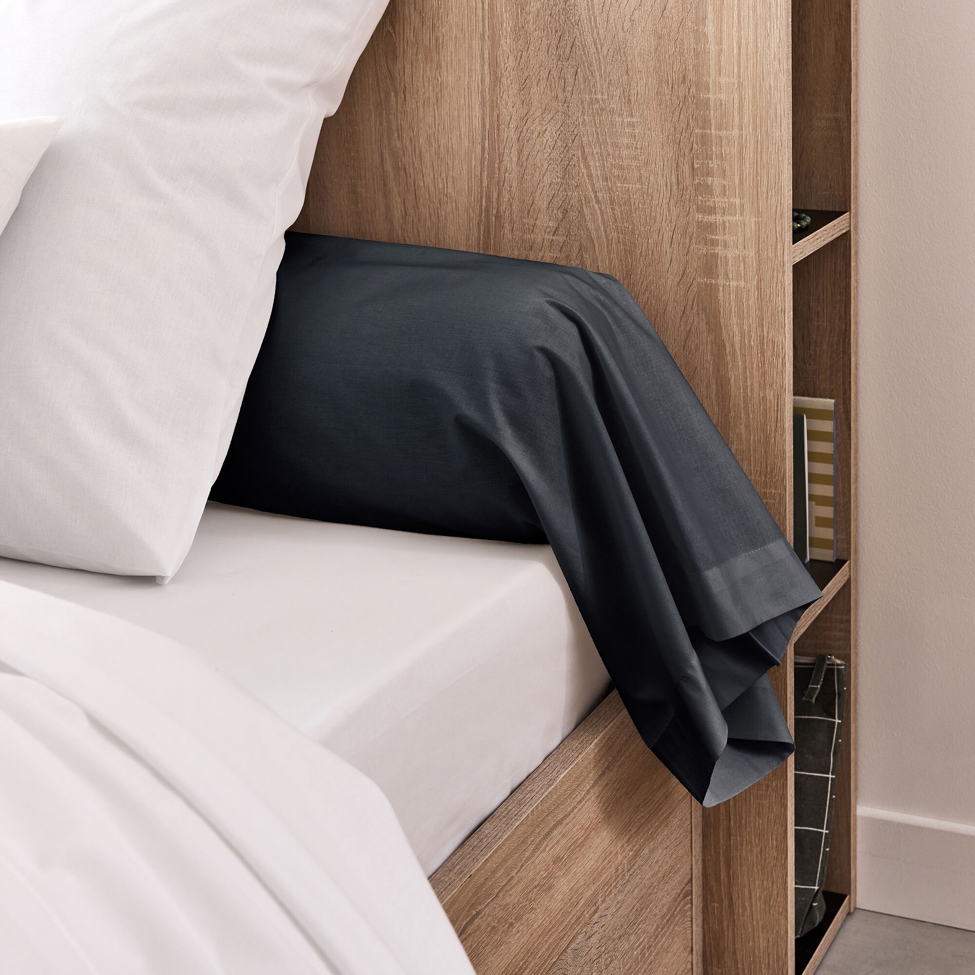 CALANQUES - Taie de traversin en coton - gris calabrun 43x190cm