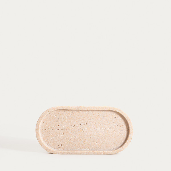 Taca dekoracyjna ONDA owalna beżowa 25x12x1,5 cm HOMLA