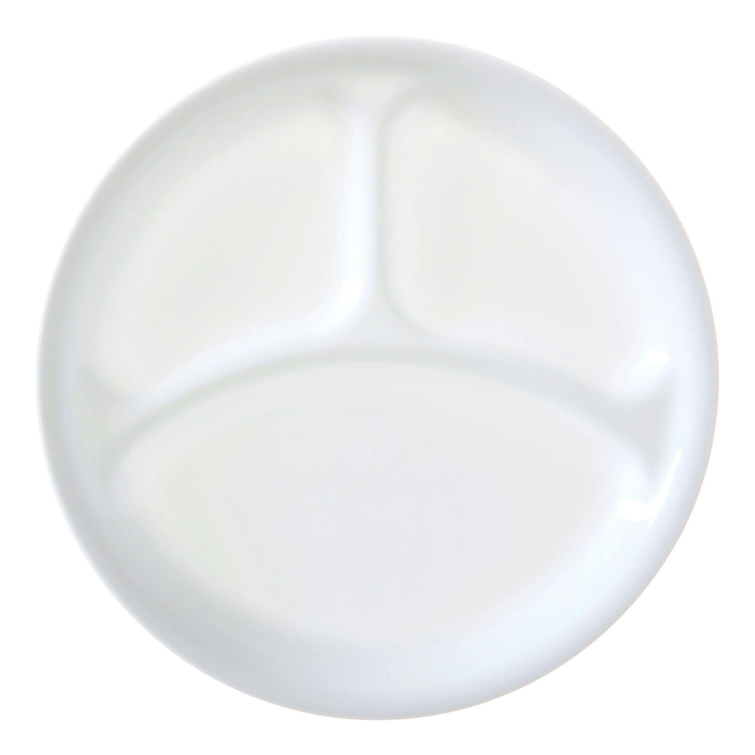 Corelle Glass Divided Dinner Plate, 10.25-in, White
