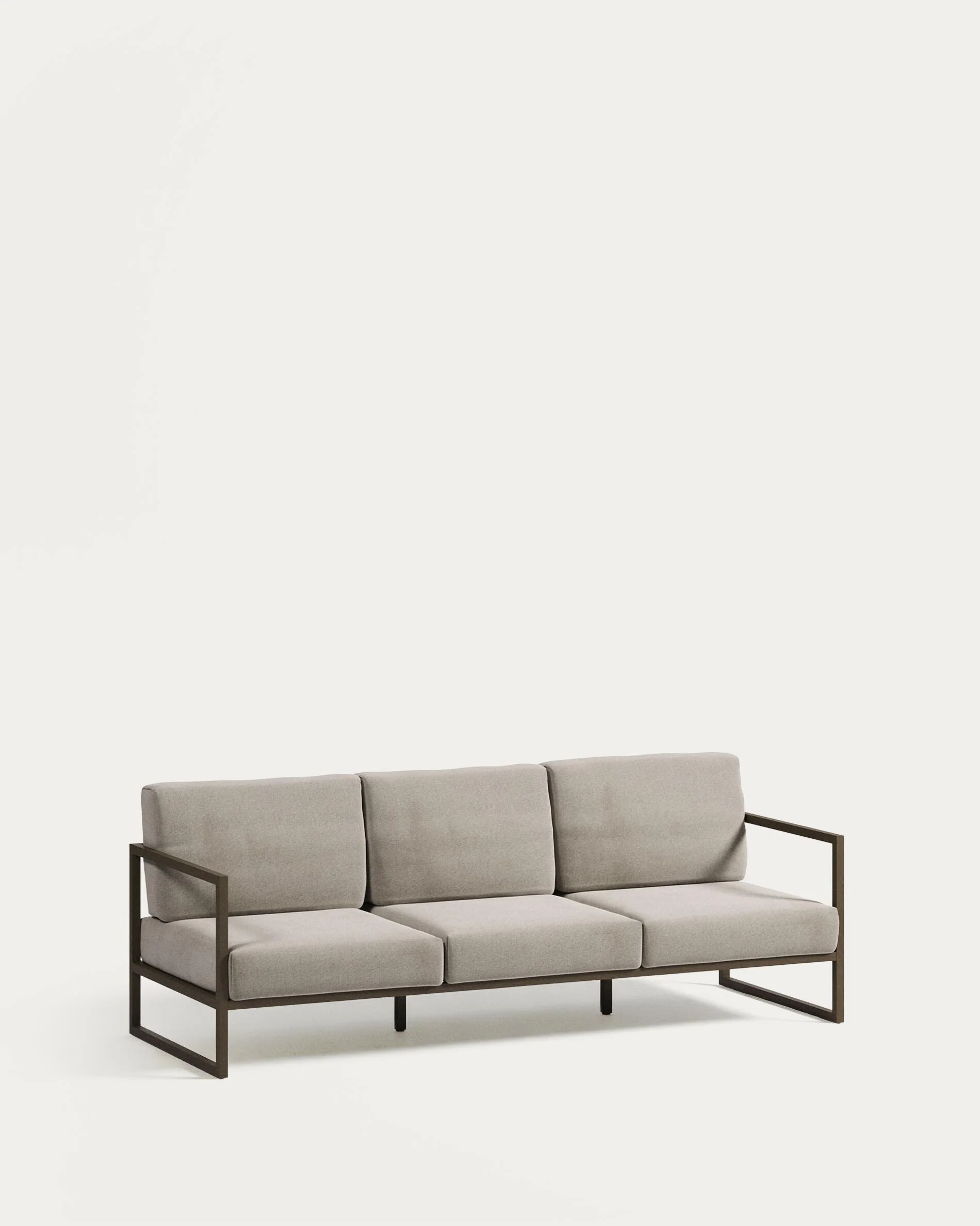 Comova 100% outdoor 3-seater sofa in light grey and green aluminium, 222 cm