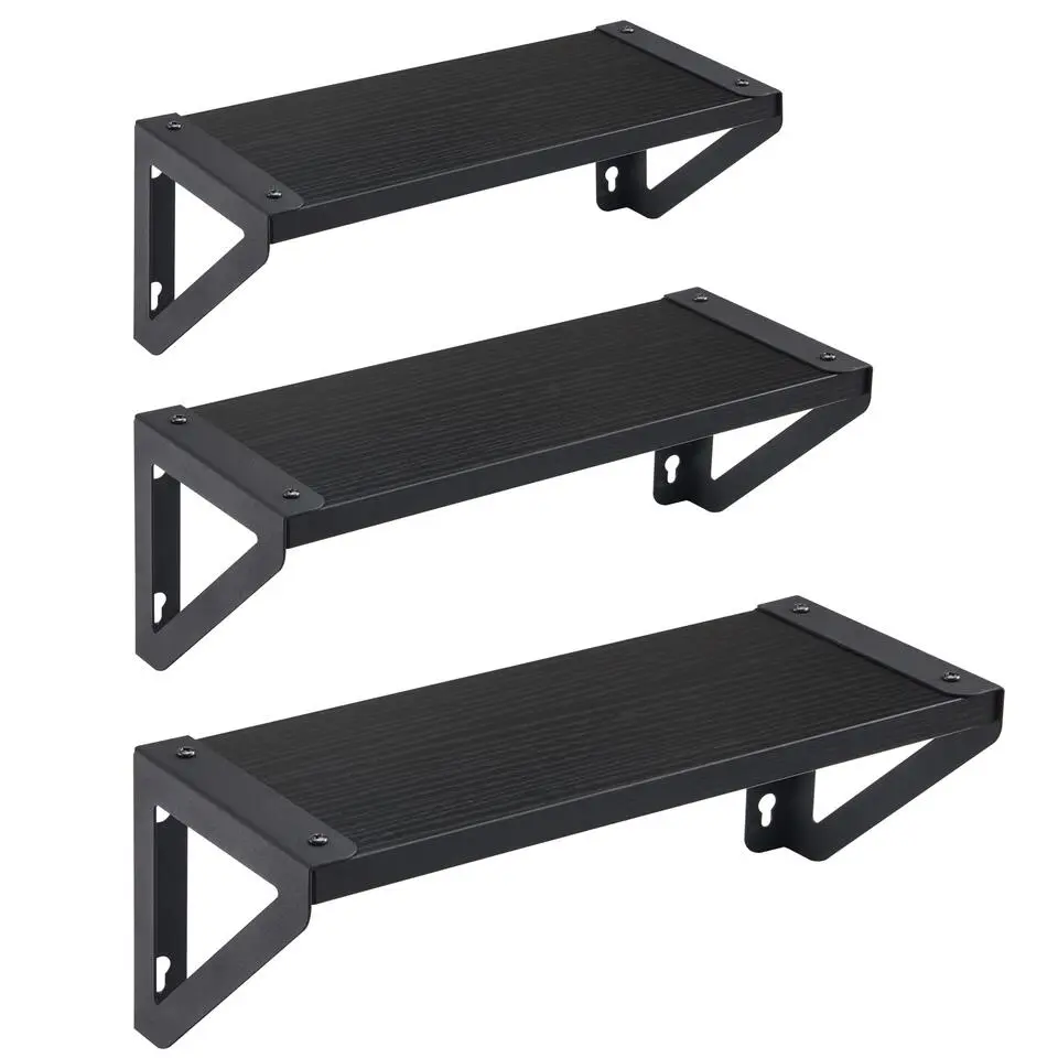Set van 3 Wandplanken, Zwevende Boeken Planken, 30, 35 en 40 cm lang, Zwart