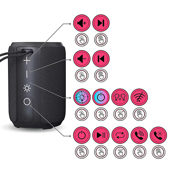 Enceinte Bluetooth BALDERIA Smart Fire - Enceinte sans fil avec effet crépitant - Noir