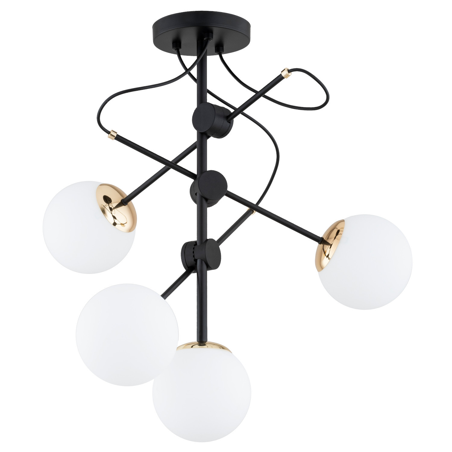 Lampa wisząca czarno-biała-złota OLIMP 4xE14x10W wym: 65x60x60 cm Alfa