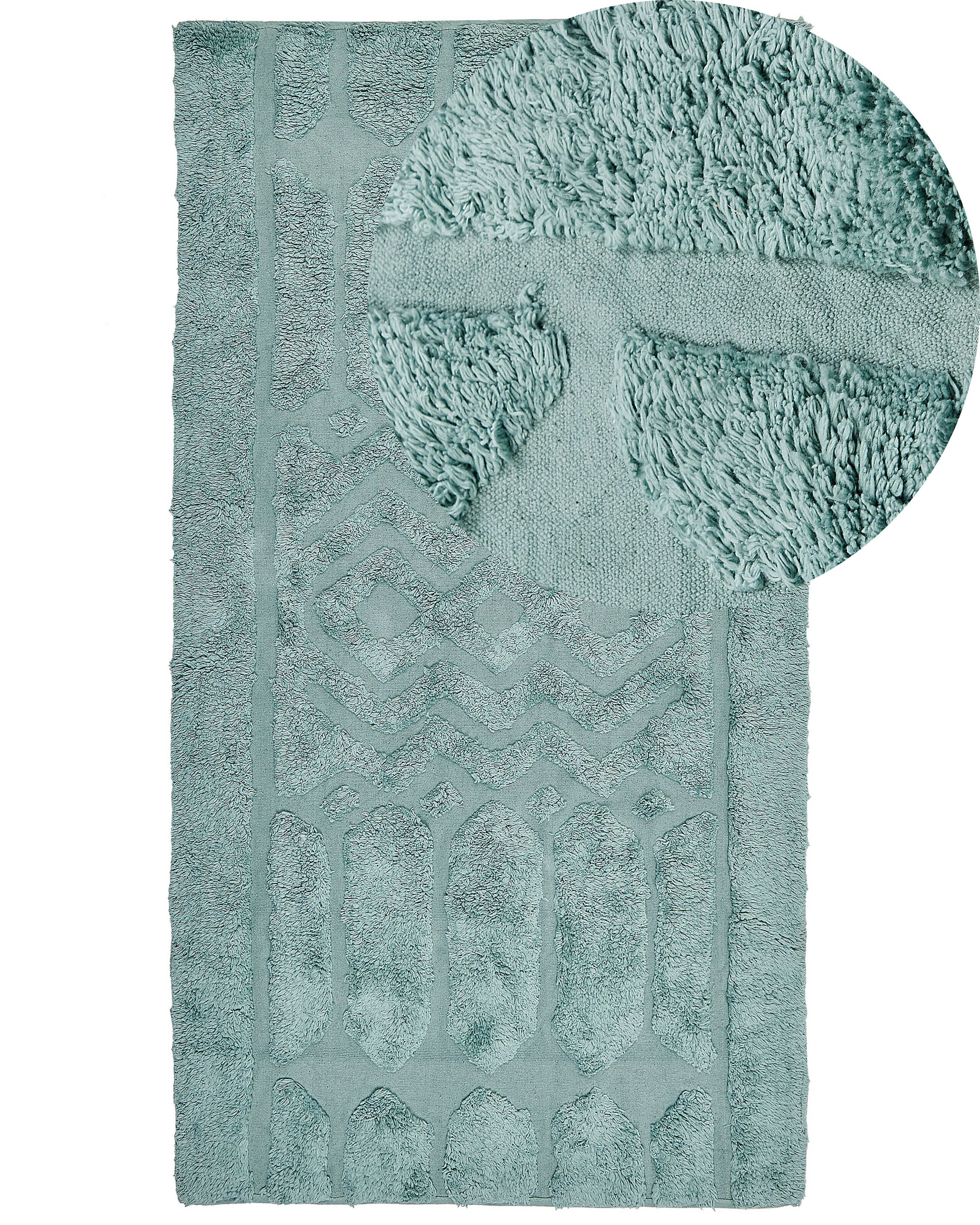 Dywan boho geometryczny wzór 80x150 cm miętowy