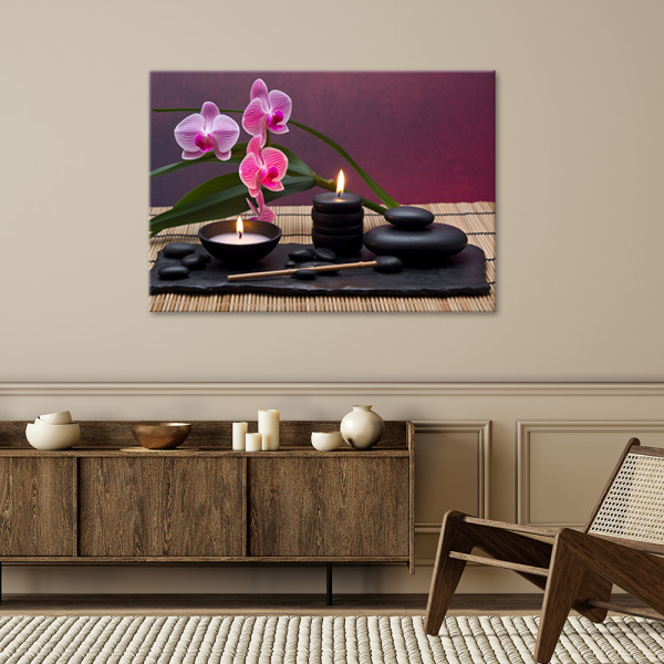Feeby Obraz na płótnie, Orchidea Kamienie Zen Spa 60x40