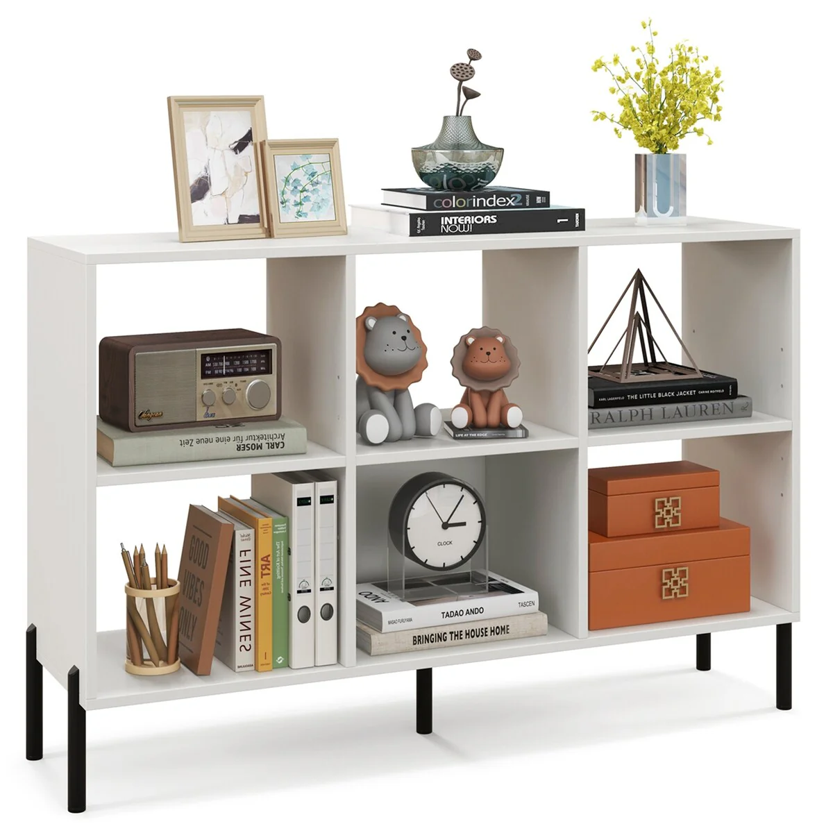 Costway 6 Cube Storage Shelf Organizer Bookcase Square Cubby Cabinet - See Details