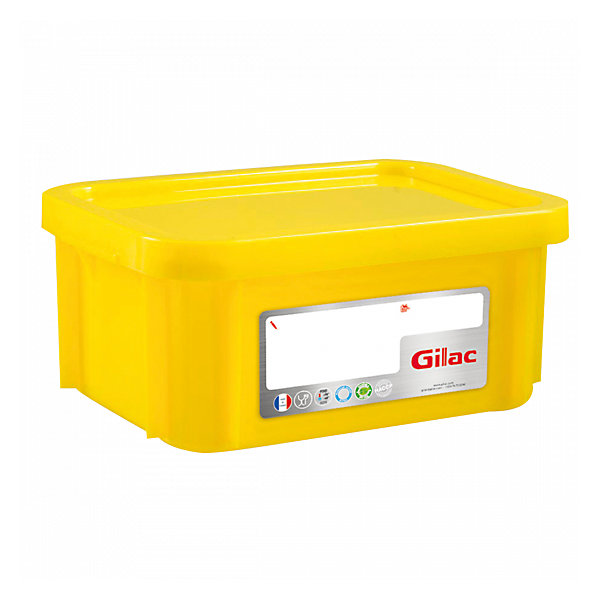 Bac HACCP 12 L rectangulaire   couvercle - jaune