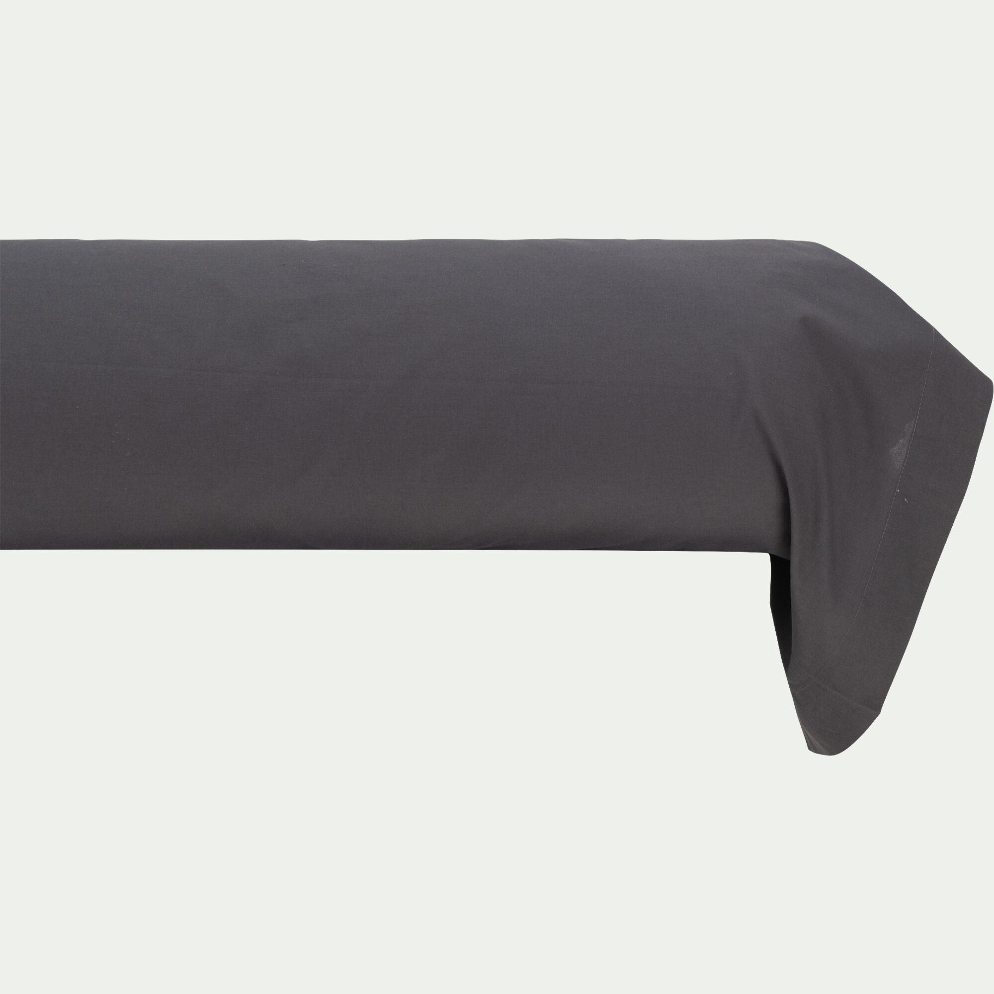 FLORE - Taie de traversin en percale de coton - gris ardoise 43x190cm