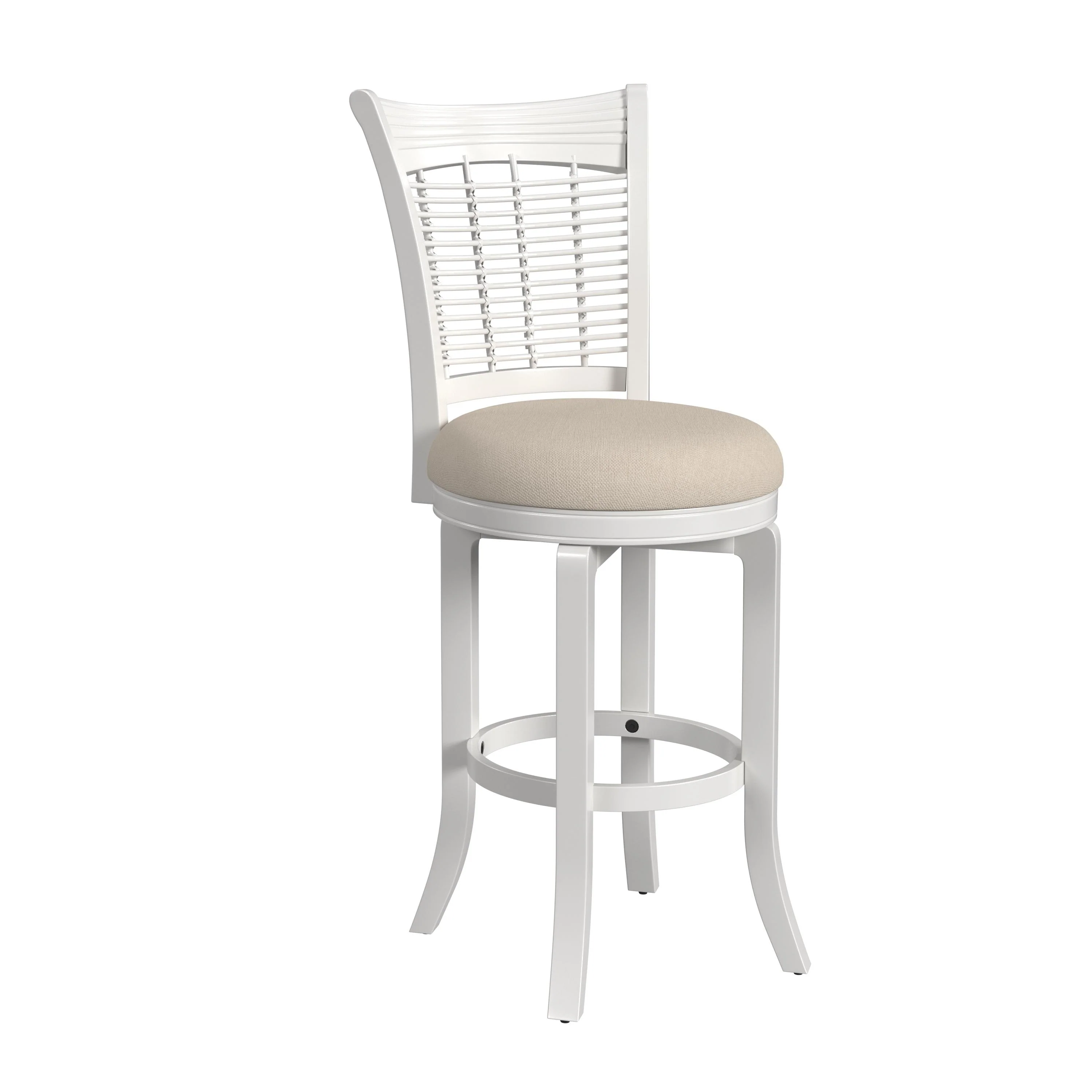 Hillsdale Furniture Bayberry White Wood Bar Height Swivel Stool - 44.5H x 24W x 18D; Seat Height: 30H
