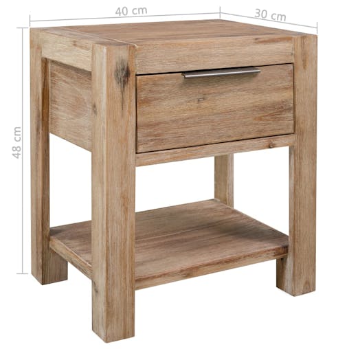 NNEVL Nightstand with Drawer 40x30x48 cm Solid Acacia Wood