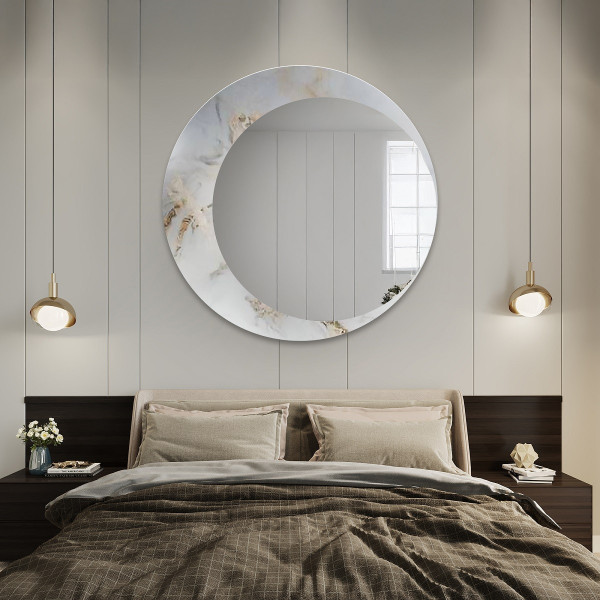 Okrągłe lustro na biało złotym marmurze - MARBLE MARLUCE