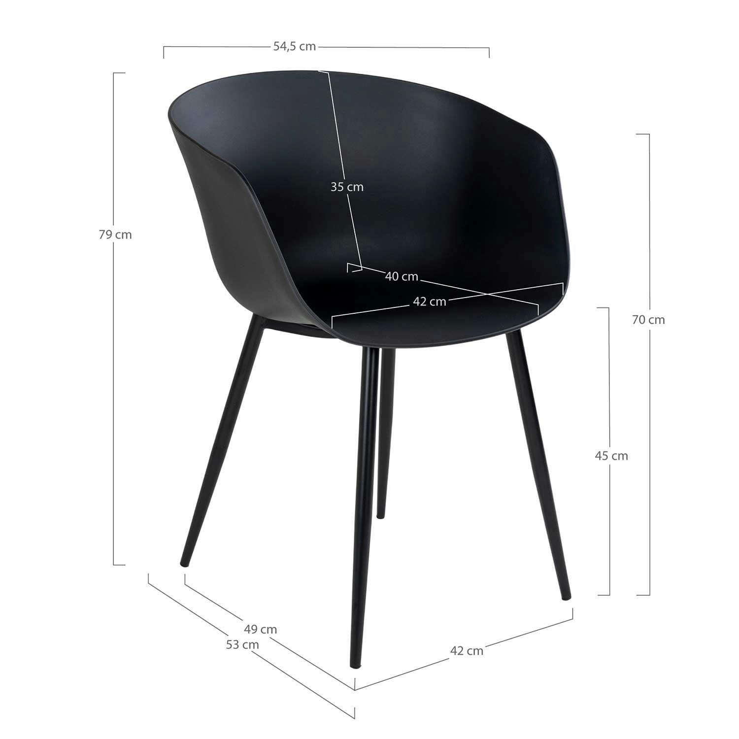 - 4 Fauteuils en polypropylène noir RODA