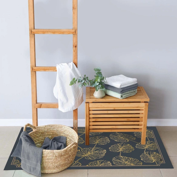 Vinyl Teppich »Jobo«, BxL:65 cm x 85 cm, blau|goldfarben