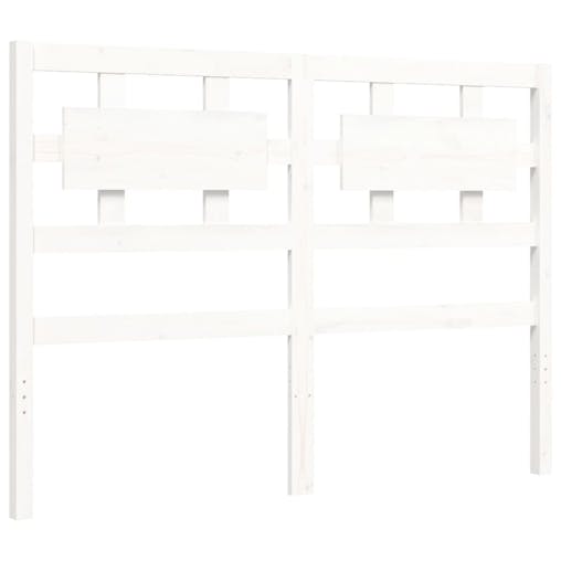 NNEVL Bed Frame with Headboard White 137x187 cm Double Solid Wood