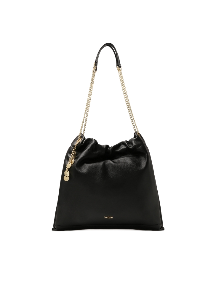 Loose black bag-shaped handbag