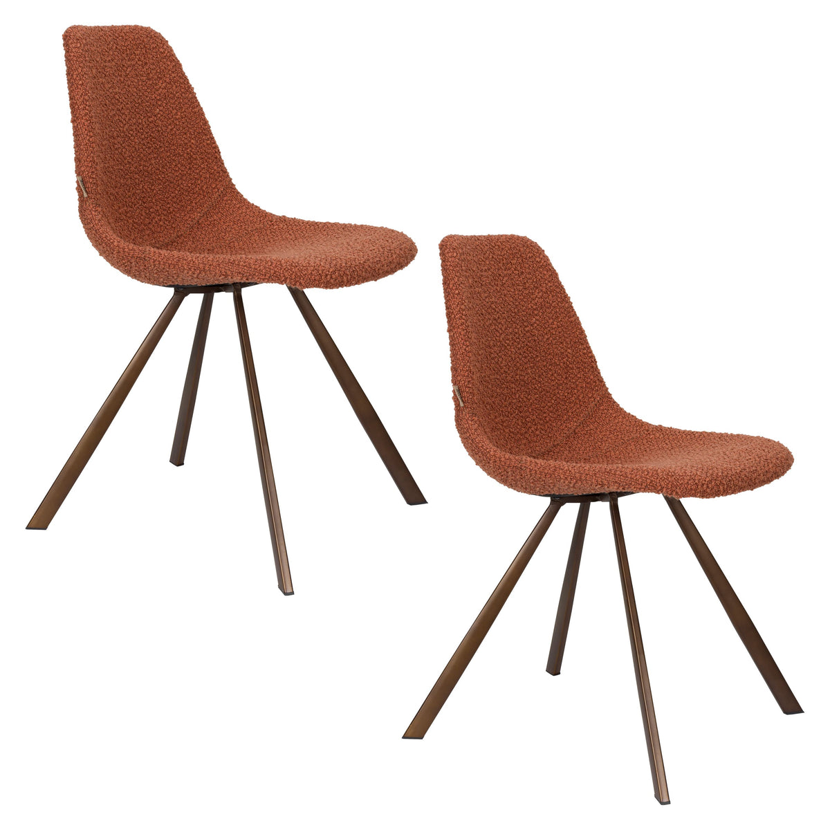 Dutchbone Franky Eetkamerstoelen Bouclé Terra - Set van 2