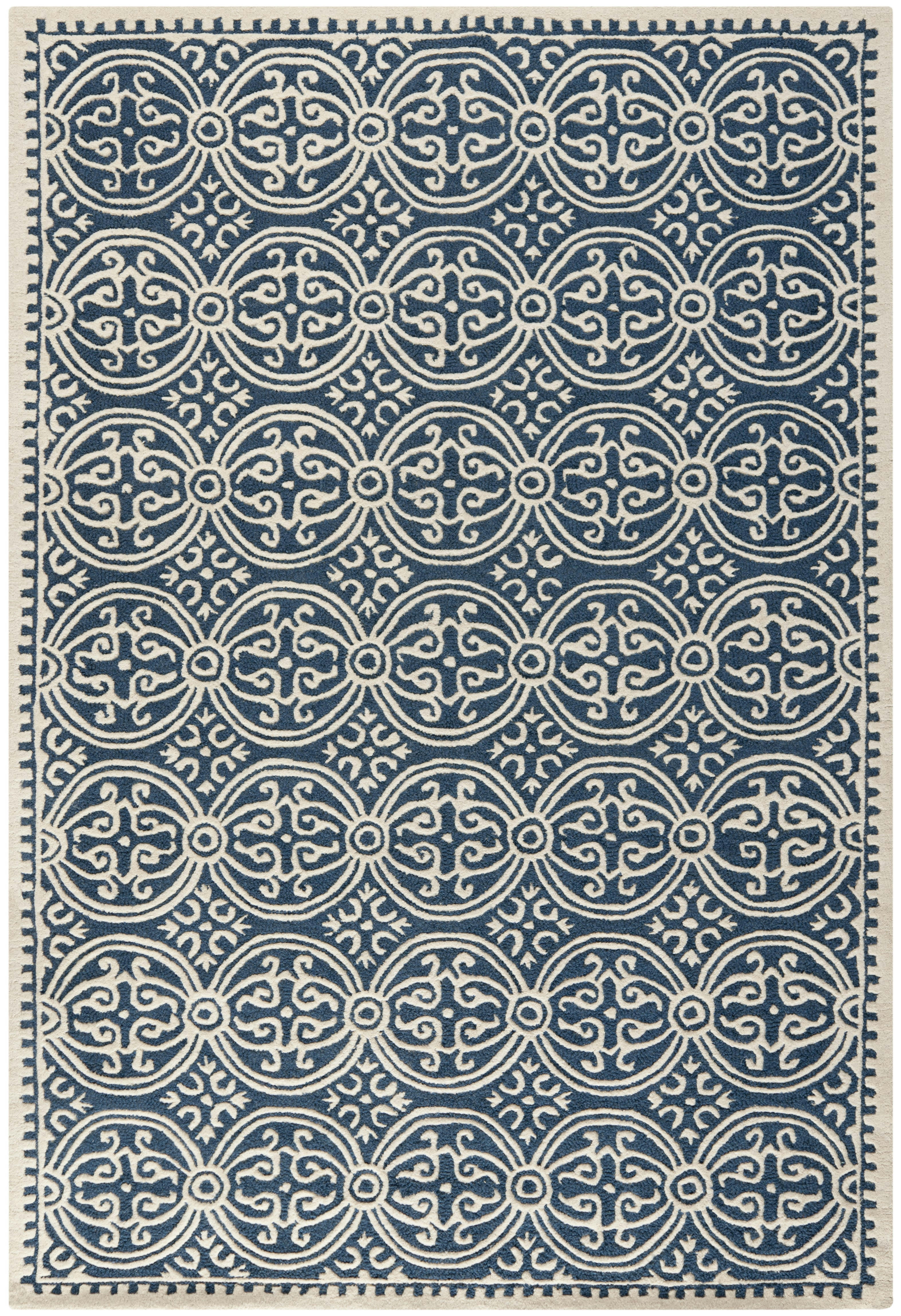 CAMBRIDGE - Tapis de salon interieur en bleu marine & ivoire, 122 x 183 cm